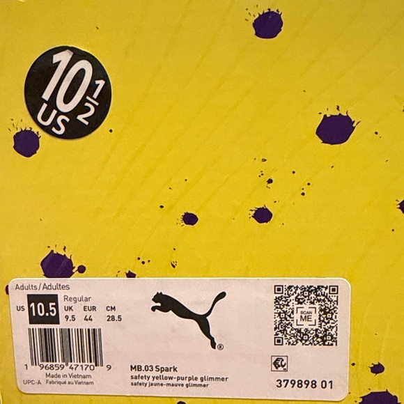 Puma MB.03 Spark LaMelo Ball Basketball Shoes Yellow and Purple Glimmer 10.5 - Picture 10 of 17